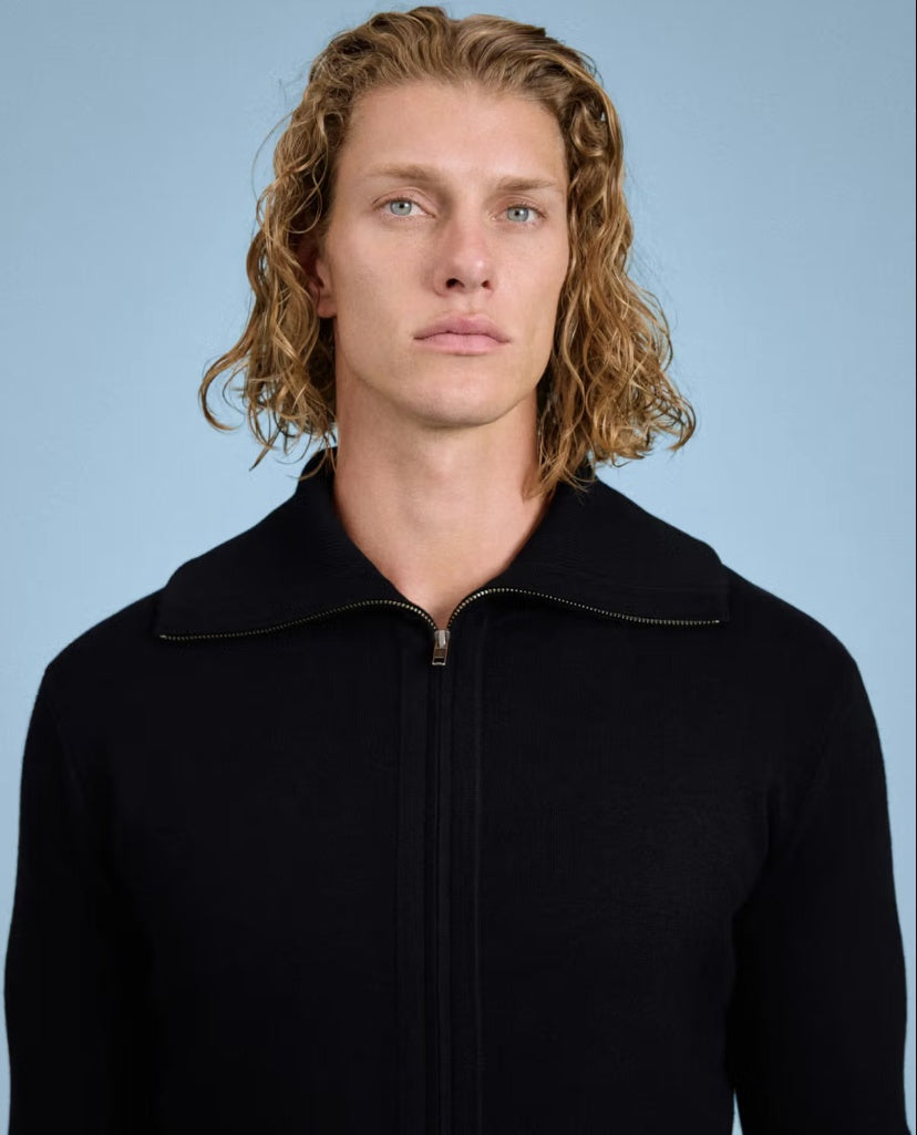 Knit Zip Up Blk