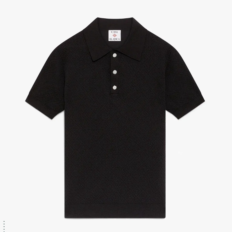 POINTELLE MONOGRAM POLO BLK