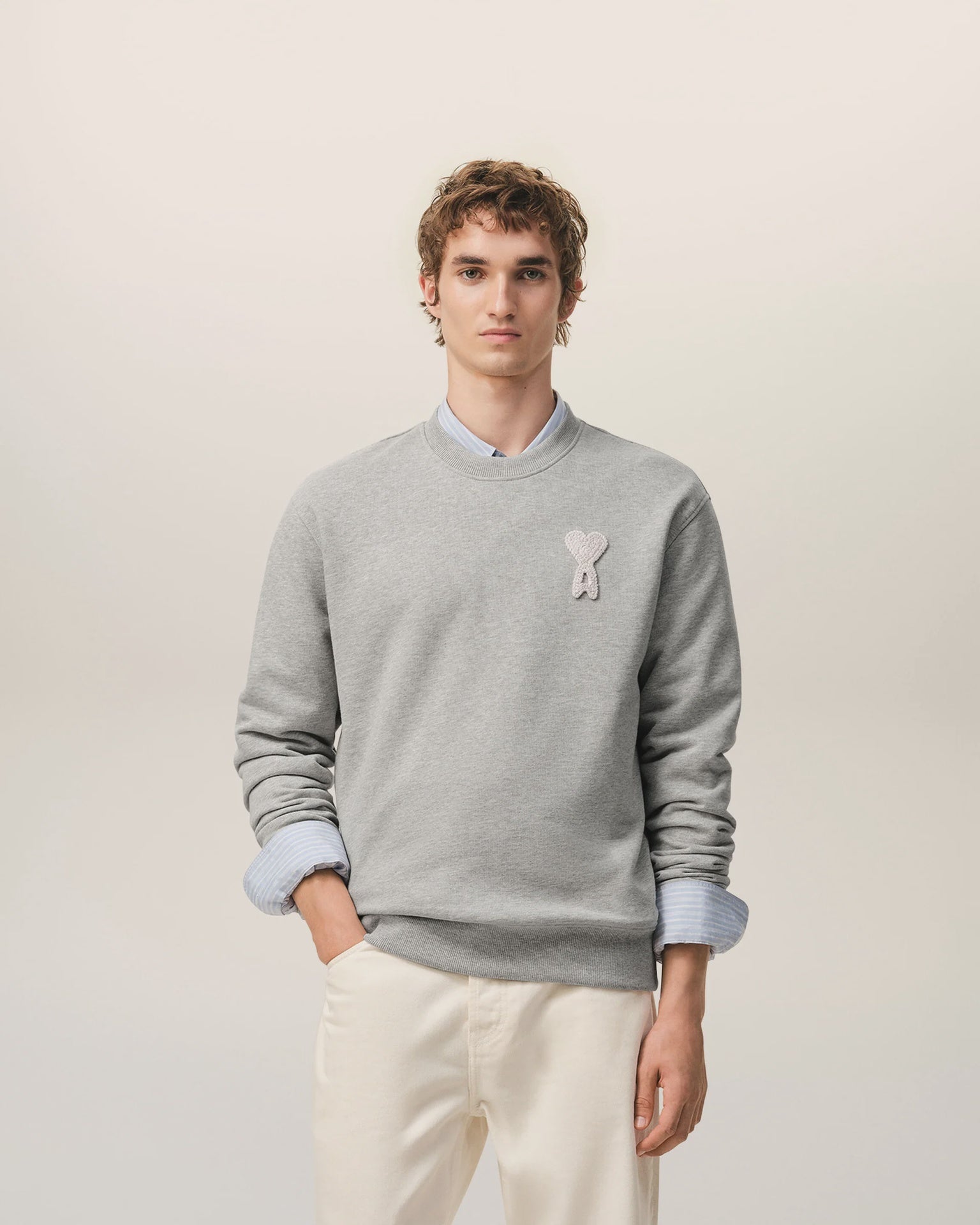 GREY COTTON KNITTED ADC SWEATSHIRT