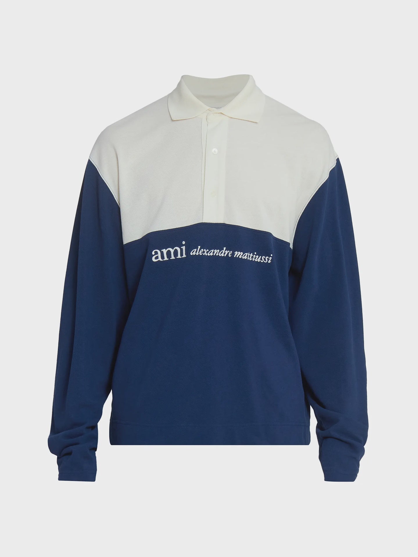 EMBROIDERED LONG SLEEVE POLO NVY/CRM