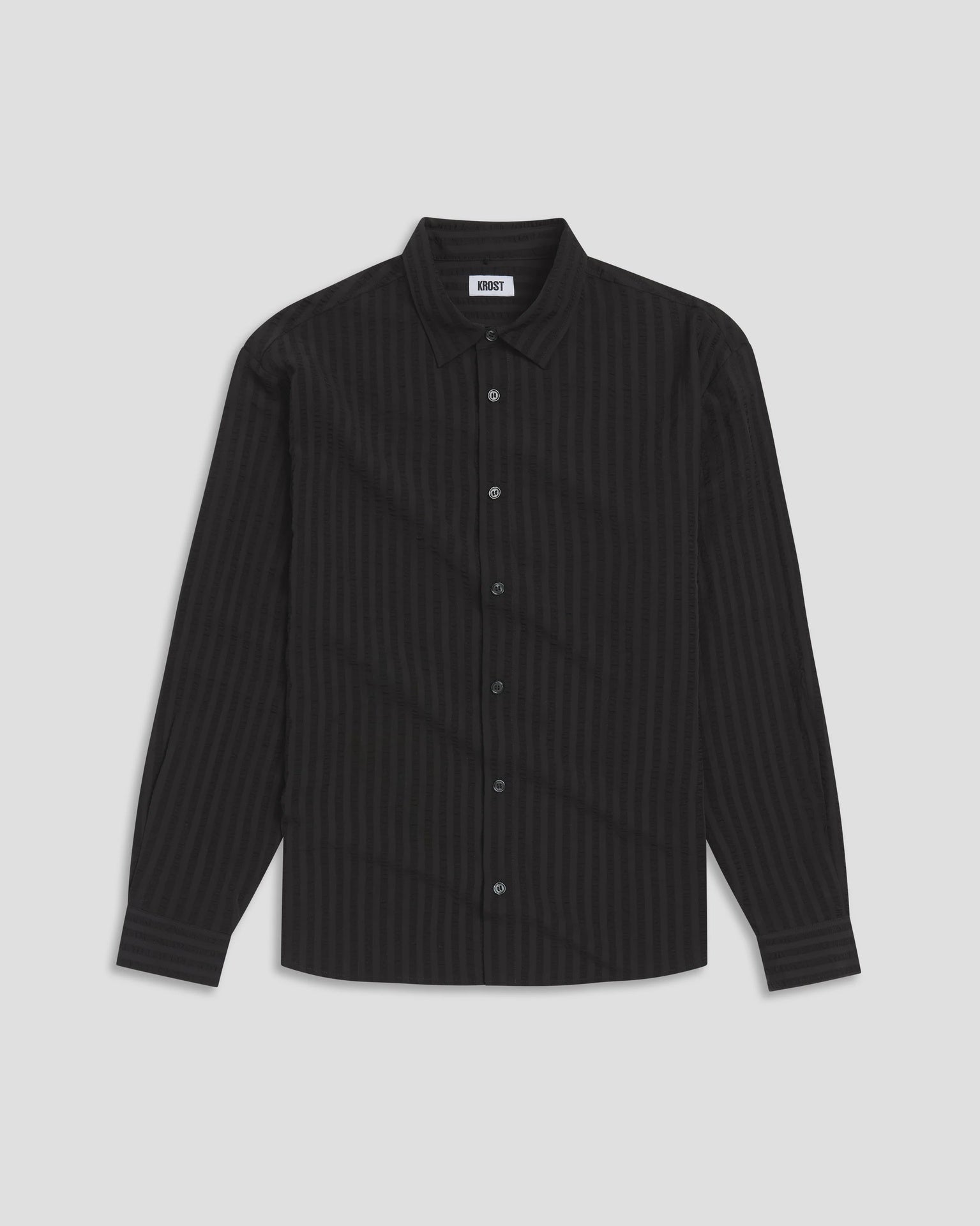 JORDAN STRIPED WRINKLE SHIRT - BLACK