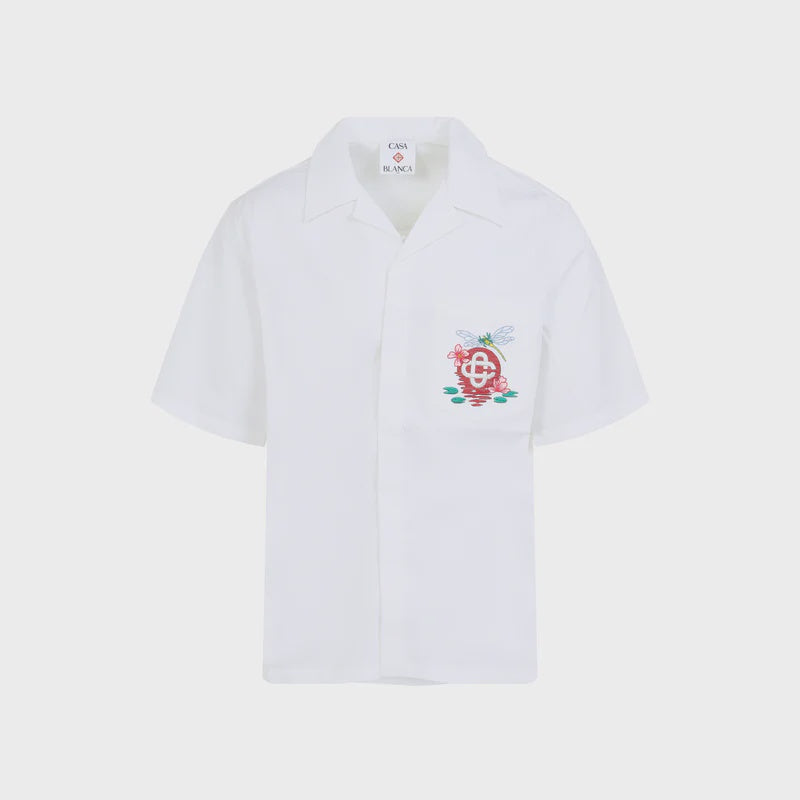 EMBROIDERED MONOGRAM CUBAN COLLAR SHIRT