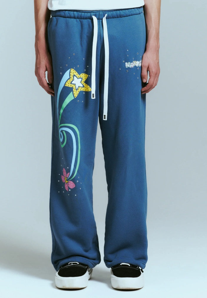 FLOWER TRIP  CRYSTAL SWEATPANT AGE BLU