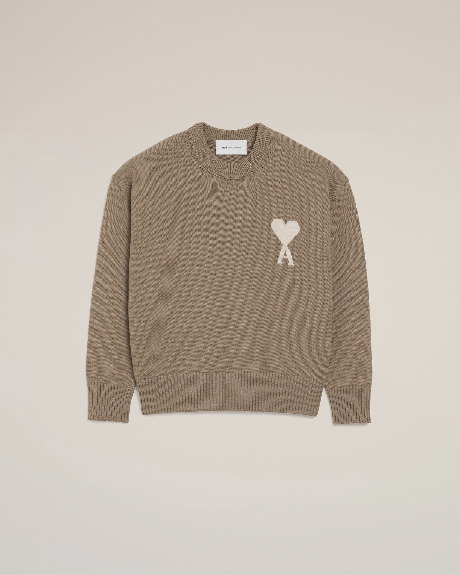 CREWNECK SWEATER ADC FELTED WOOL TPE/OFF WHT