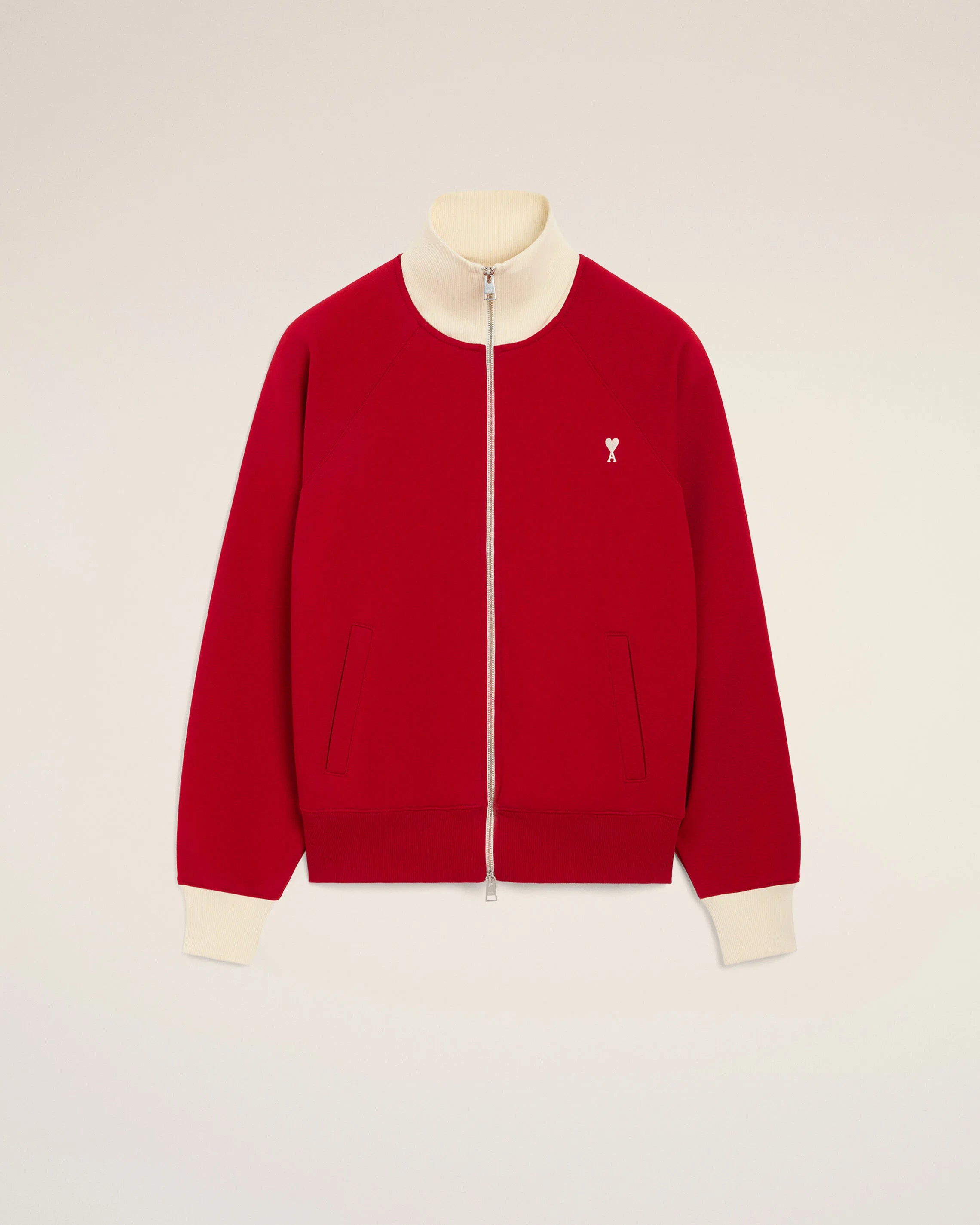 Bicolor Zipped Cotton Sweatshirt With Ami de Coeur