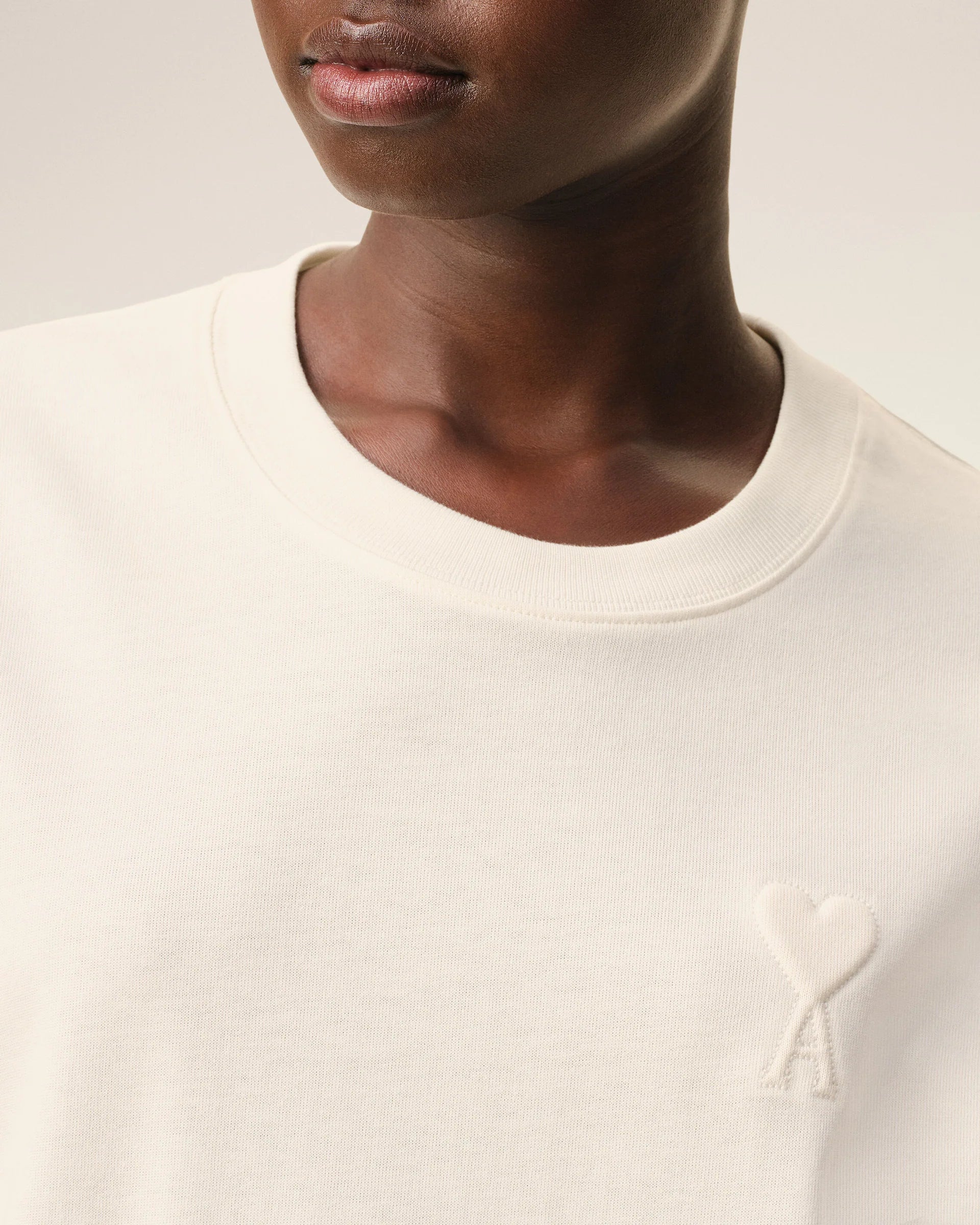 Cotton T-Shirt with Tonal Embossed Big Ami de Coeur
