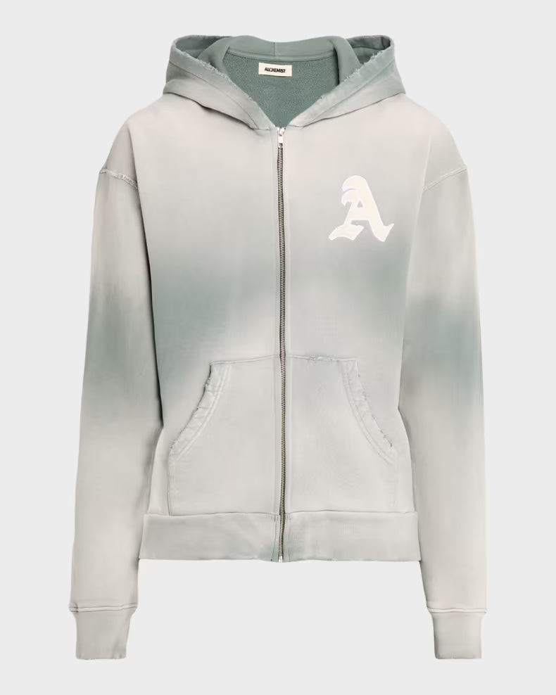 A ZIP UP HOODIE AGED GREEN