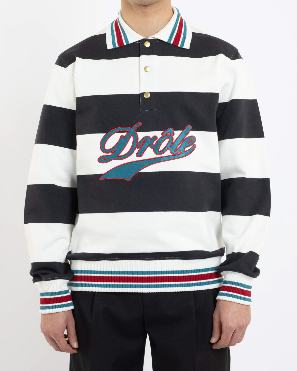 Drole Embroidered Stripes Polo
